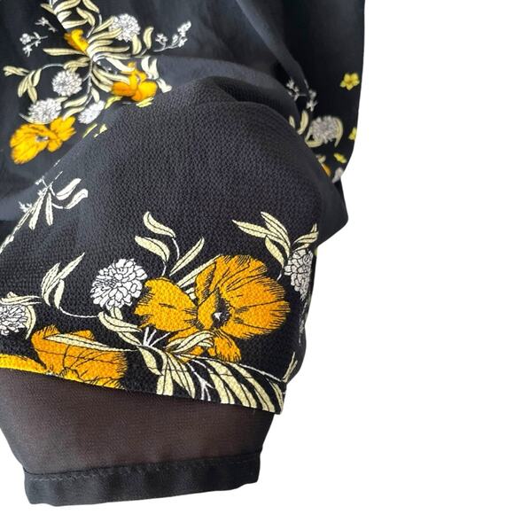 Zara Floral Midi Dress | Black & Yellow | Small - Picture 6 of 6